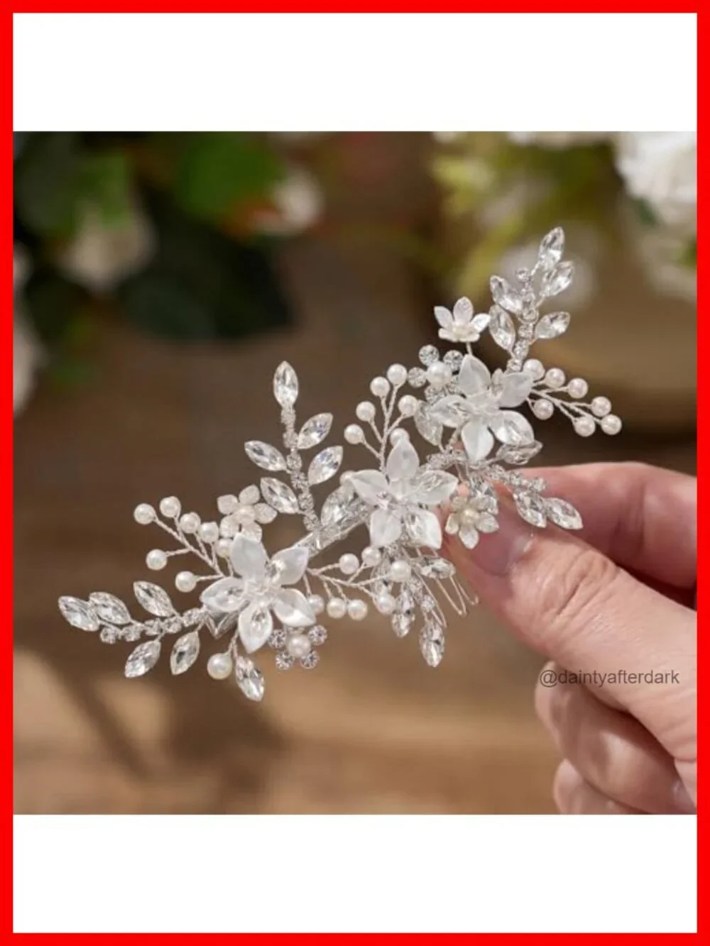 Handmade Silver Bridal Hair Clip Comb with Pearls Rhinestones, Wedding Hair